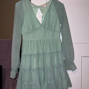 Altar'd State Light Green Textured Dress